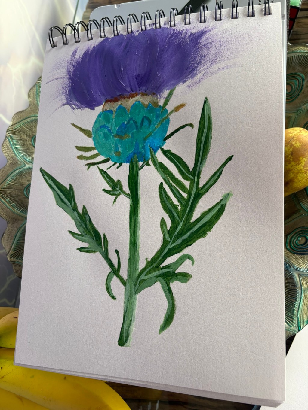 Tried painting a thistle but didn’t go to well the flower head needs a different brush… any feedback welcome&nbsp;🌿🫟🎨